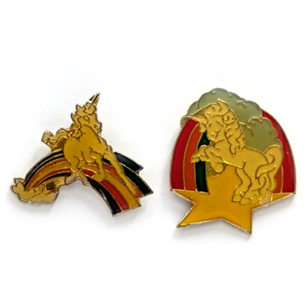 Unicorn Pins Lot 2 Rainbow Enamel Fantasy Brooch